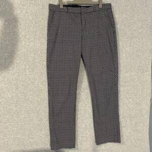 Banana Republic Ryan Slim Straight Dress Pants Black Houndstooth Trousers Sz 8